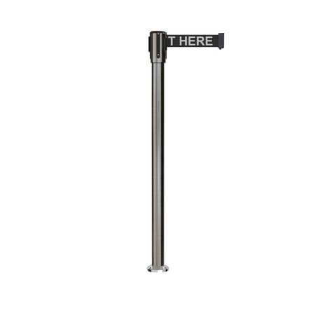 MONTOUR LINE Retractable Belt Fixed Stanchion, 2ft Sat.Steel Post  9ft. Wait..Belt MX530F-SS-PLEAWBW-90